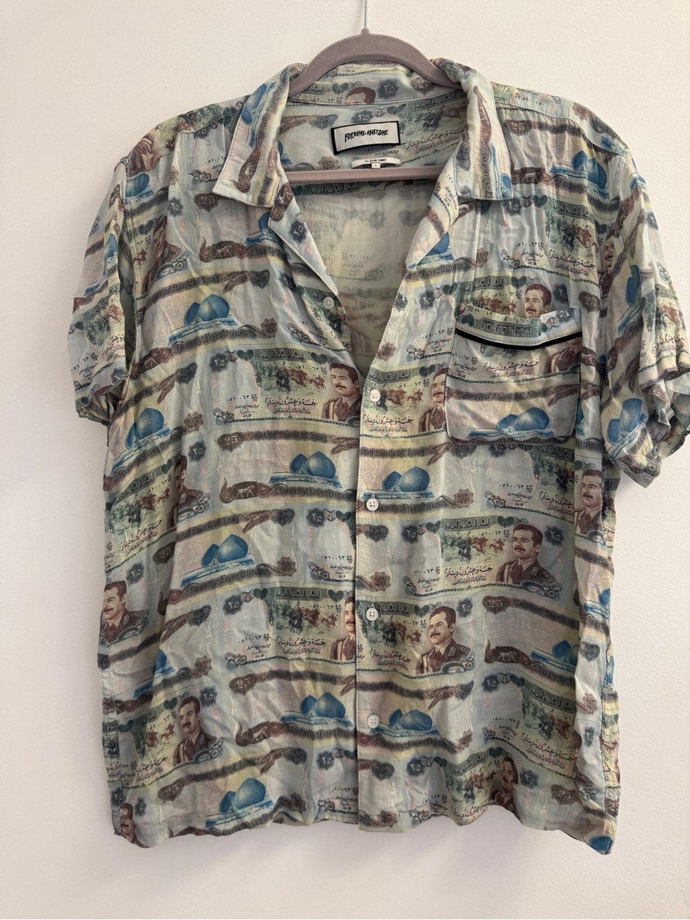 Fucking awesome Cabana Style Light Blue Printed Short Sleeve Shirt